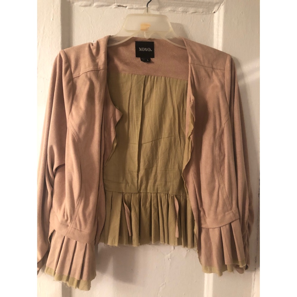 Velvet beige/ brown short cardigan
